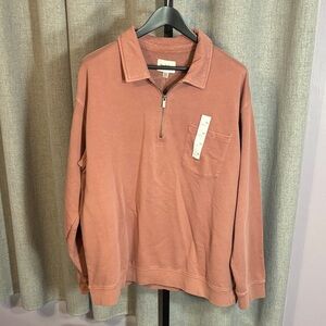Men’s Dusty Rose Quarter-Zip Pocket Sweatshirt NWT